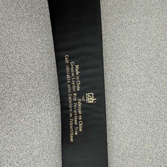 Cabi Leather Belt Womens Medium Gold Buckle Boho Classic Striped Stitched 1.5" - Picture 6 of 8